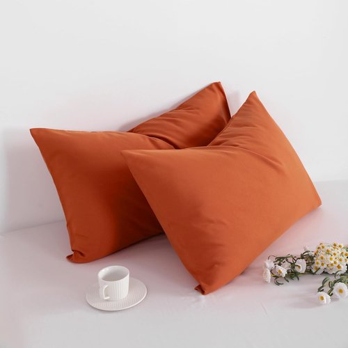 FLXXIE King Pillow Cases - Soft Microfiber Covers with Envelope Closure | Wrinkle & Stain Resistant, 20x36, Burnt Orange