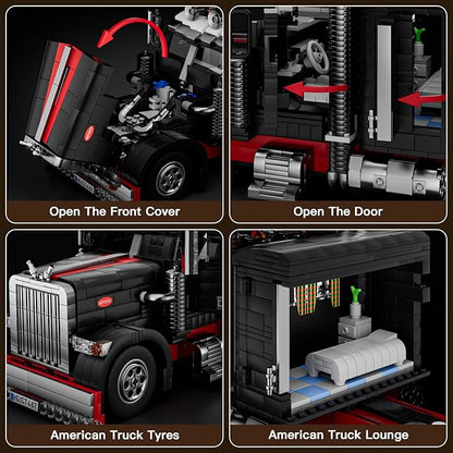 Mould King Semi Truck Toys Building Sets Collectible Trucks Vehicle Trailer Model Build and Display 10037 STEM Project Blocks Kits Decor for Adults and Aged 14+ (1814 Pieces)