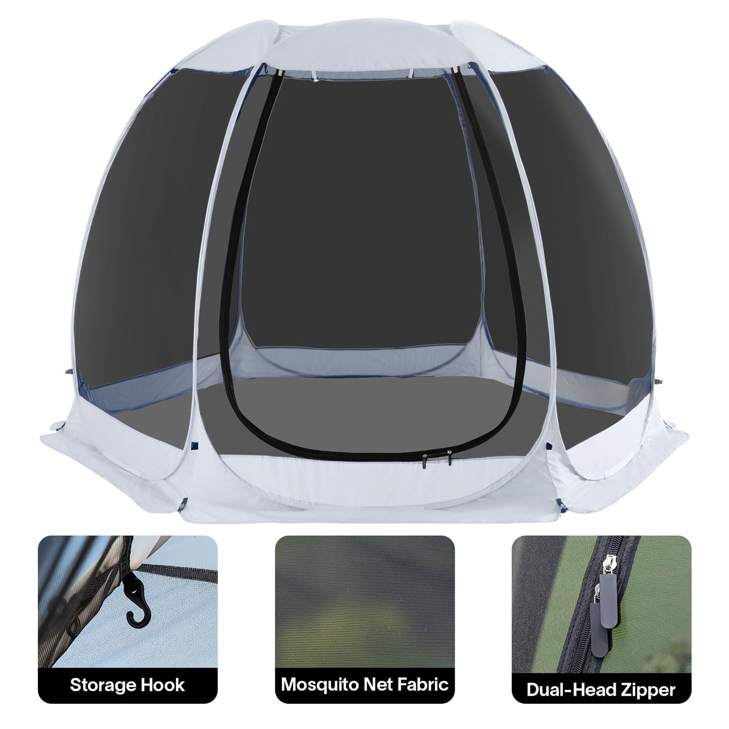 Alvantor 10'x10' Pop Up Screen House Tent, Instant Outdoor Gazebo with Mosquito Netting & UPF 50+ Sun Protection, Portable Canopy Shelter for Patio, Backyard, Camping (4-6 Person),Grey