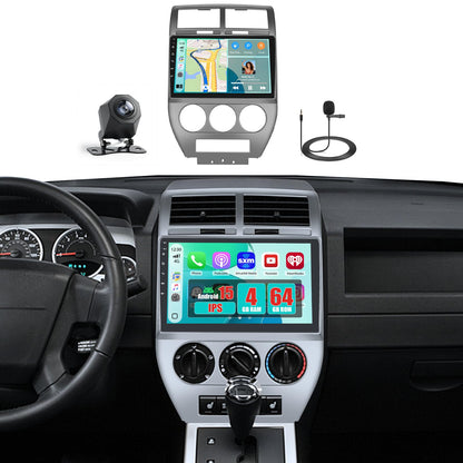 [4+64G] Hikity for Jeep Compass Patriot 2007 2008 2009 2010 Android Car Stereo, 10.1 Inch Touchscreen Radio Carplay/Android Auto GPS Navigation WiFi Bluetooth FM RDS + AHD Backup Camera