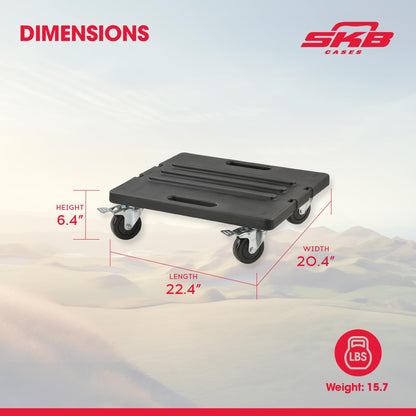 SKB Roto Rack/Shallow Rack Caster Platform with 4 Locking Wheels for Transport, 2 42-Inch Straps to Secure Caster Board to Rack, Black