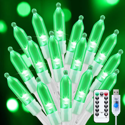 Minetom Green String Lights - 100 LED Mini Lights, 39 Feet, USB Operated, Waterproof for Indoor Outdoor Decor