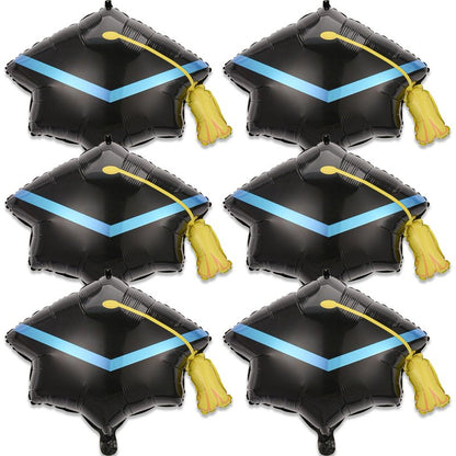 6Pcs Graduation Balloons - 22 Inch Black Graduation Cap Balloons - Grad Hat Balloon for Graduations Decorations Class of 2026 - Grad Party Decorations 2026