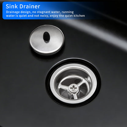 RV Camper Sink，Portable Small Bar 16.54×14.57×5.91 Inch Collapsible Wash Basin Black Kitchen Sink with Faucet Tempered Glass Lid Van Camper Trailer Accessories