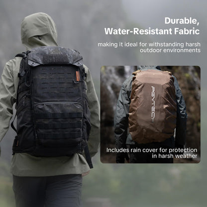 PGYTECH OneMo TAC 35L Tactical Camera Backpack, Waterproof DSLR/SLR/Mirrorless Photography Camera Bag with 15.6" Laptop Sleeve, Tripod Holder & Rain Cover (Wolf Brown)