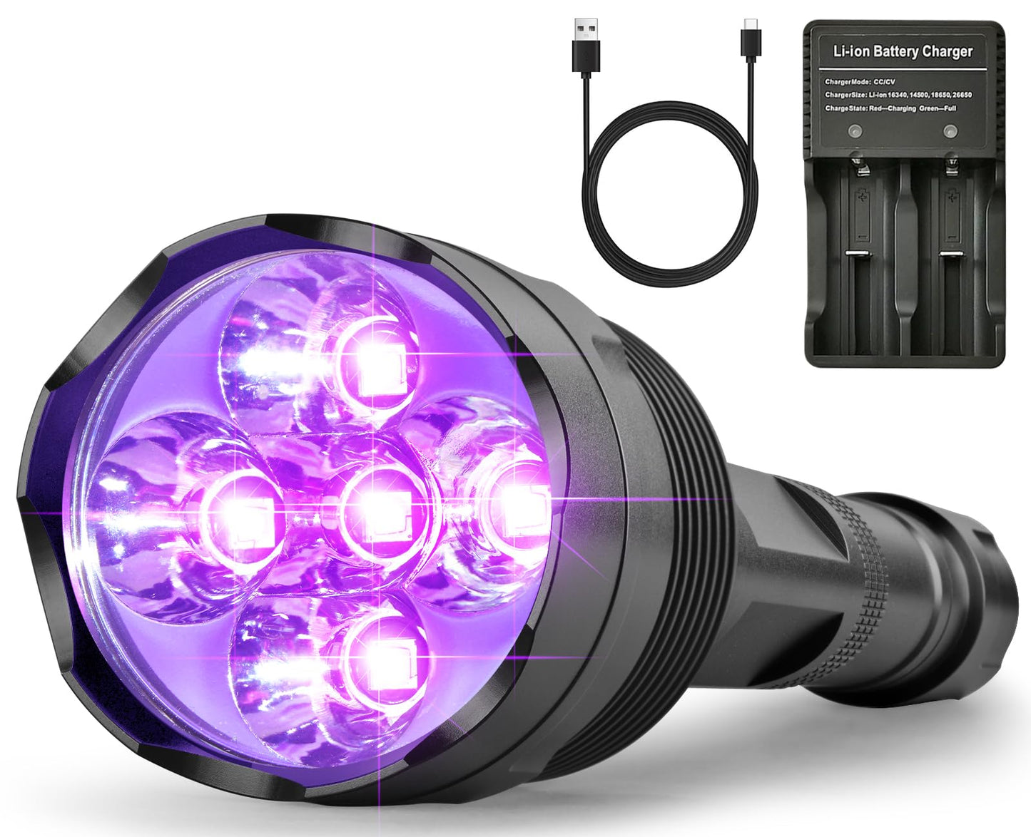 SAOPRKLER 395nm UV Flashlight High Intensity 5 LED Black Light Flashlights for Pet Urine Detection, Scorpion Spotting, AC System Inspection and Rock Fluorescence UV5