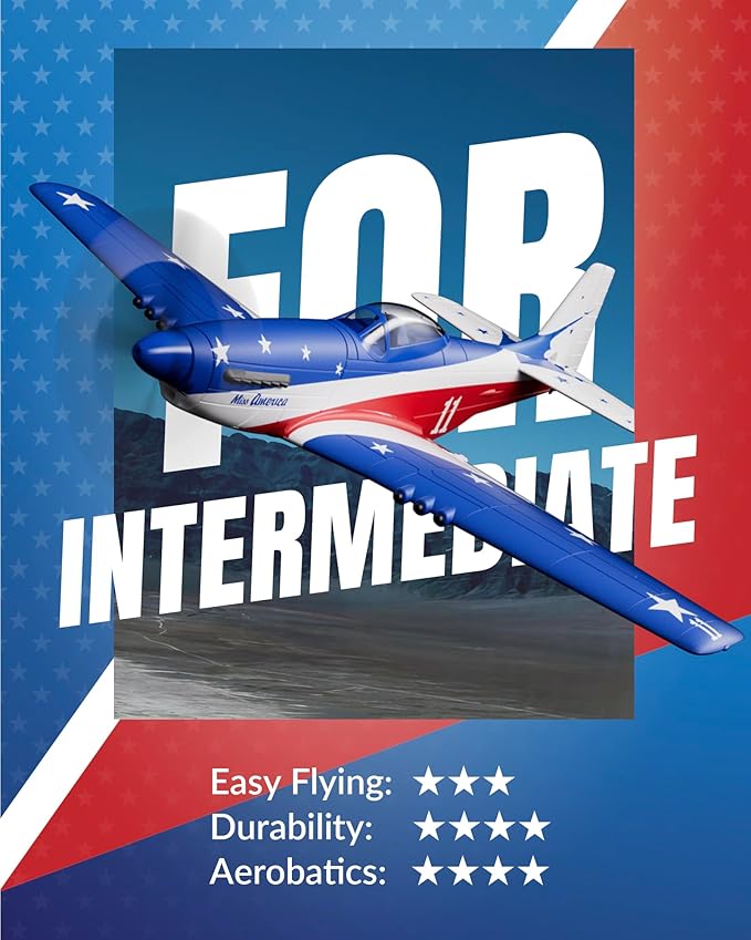 VOLANTEXRC RC Plane 4 Channel Remote Control Airplane P51d Mustang with Gyros Aileron Aerobatics 3 Modes to Fly for Adults &amp Beginners (Multi Color)