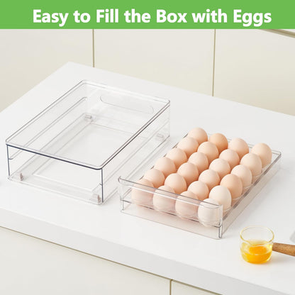 Vacane Egg Holder - 24 Capacity BPA-Free Refrigerator Organizer with Non-Slip Pads | Space-Saving Design