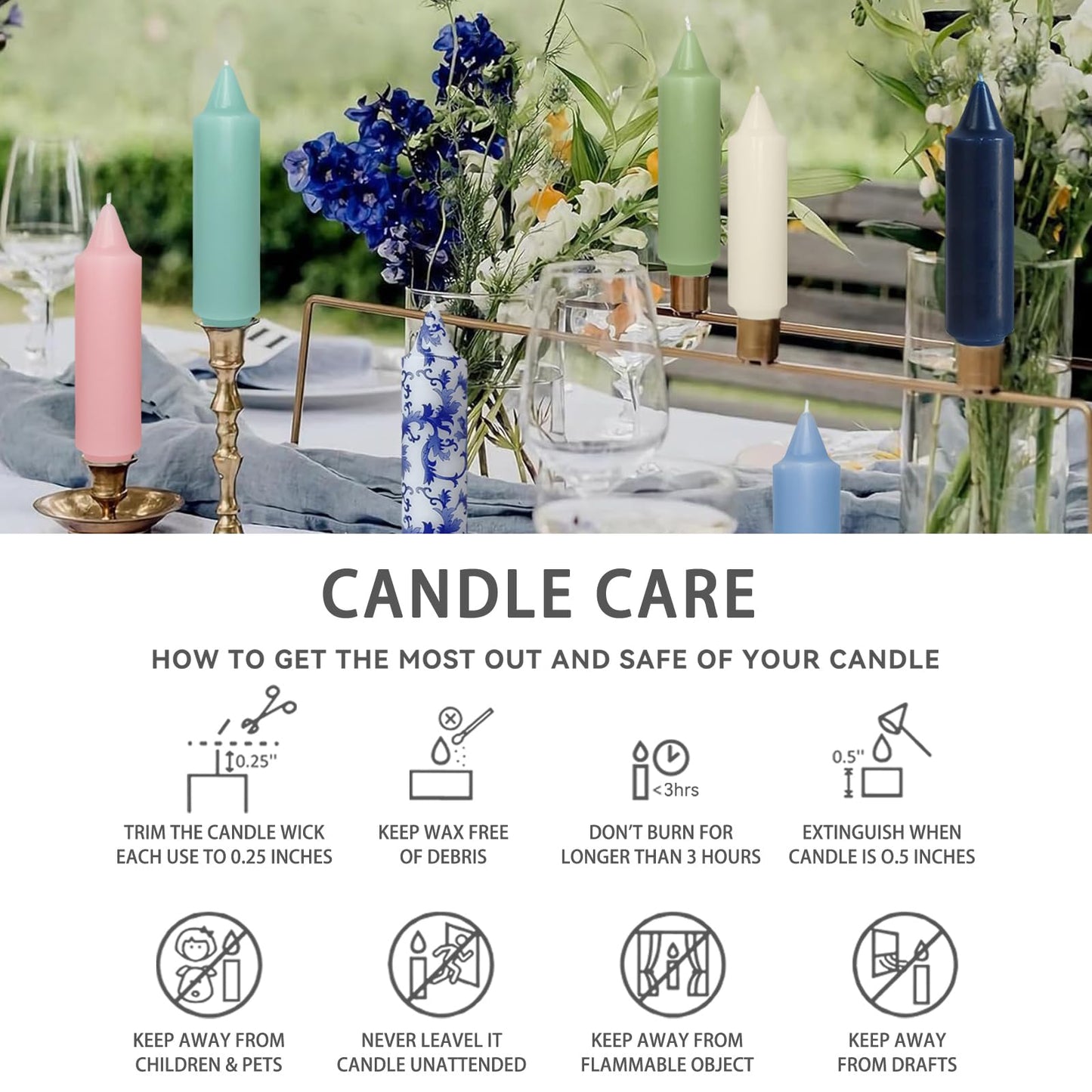 NJAO HOO Ivory Short Taper Candle 7 Inch Candlesticks Unscented Dripless Tapered Candle Set for Home Decor Wedding Party Dinner Candles, 4 Pack