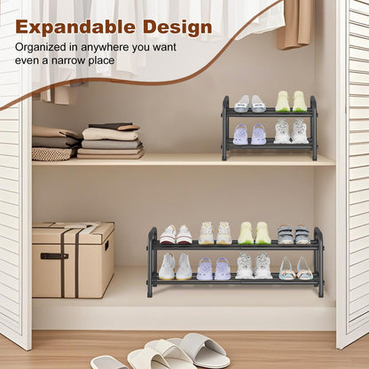 KANAV 2-Tier Expandable Shoe Rack - Adjustable Organizer for Small Spaces | Durable Storage for Entryway & Bedroom
