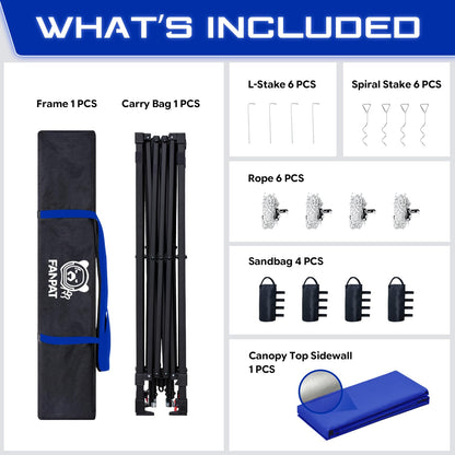 FANPAT 10x10 Pop Up Canopy Tent,300D Silver-Coating Top,1-Person Setup Commercial Heavy Dury Canopy Tent Instant Portable Shelter and Carry Bag, Bonus 8 Stakes and 4 Weights(Blue)