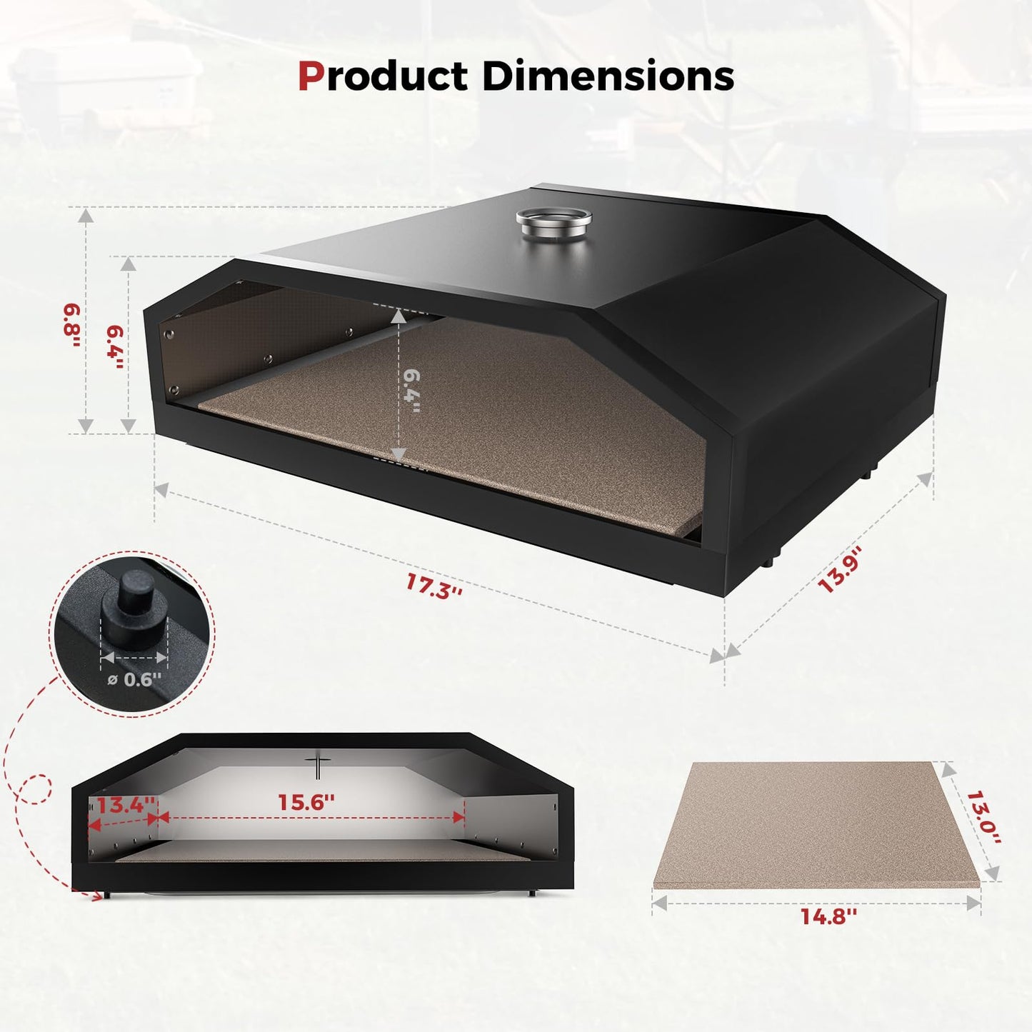 CAMPLUX Portable Propane Grill & Pizza Oven Combo, 11,000 BTU Tabletop Gas Griddle with 17" Pizza Oven Kit and Cordierite Stone, Compact Outdoor Mini Oven for Crispy Pizza, Camping, RV & Tailgating