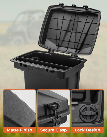 KEMIMOTO UTV Bed Storage Box, 7.4 US Gal Waterproof Solid Easy Install Lockable Cargo Storage Box Trunk Bin Organizer Rear Bag, Compatible with Can-Am Defender & Defender MAX 2016-2026 UTV Accessories