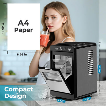 Antarctic Star Countertop Ice Maker Machine - 26.5lbs/24H, 8 Bullet Ice in 6 Mins, Self-Cleaning Portable Ice Maker with 2 Ice Sizes, Touch Display & Blue Light for Home, Office, Bar,Steel