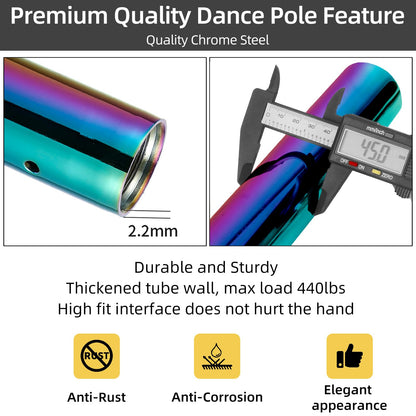 PRIOR FITNESS Fixed Dance Pole Kit Safer & Sturdy, Premium 45mm Spinning & Static Dancing Pole Heavy-Duty Steel, Adjustable Height 7.3ft to 8.86ft Professional Grade Excellent for Home Exercise Studio