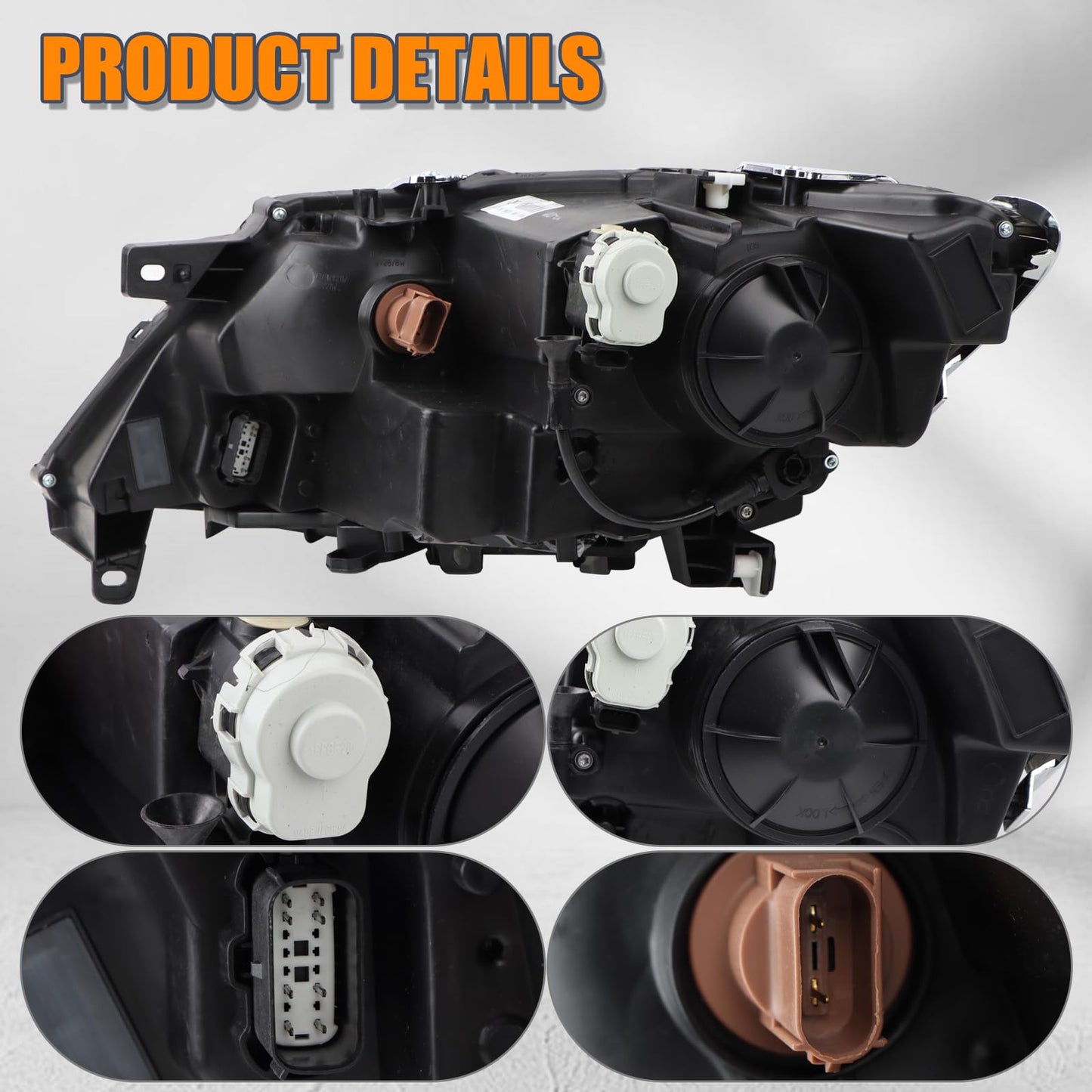 YEQSHNG RH HID/Xenon LED DRL Projector Headlights Semi-Assembly Compatible With 2015-2019 Lincoln MKC Headlamp W/O Bulbs Right Passenger Side FO2519125 EJ7Z13008C
