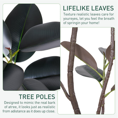 Yepdin Artificial Rubber Tree Plant -5FT Faux Plants Indoor with Planter,Tall Fake Trees Lifelike Branches & Foliage,Large Artificial Plants Indoor for Home Office Floor Patio