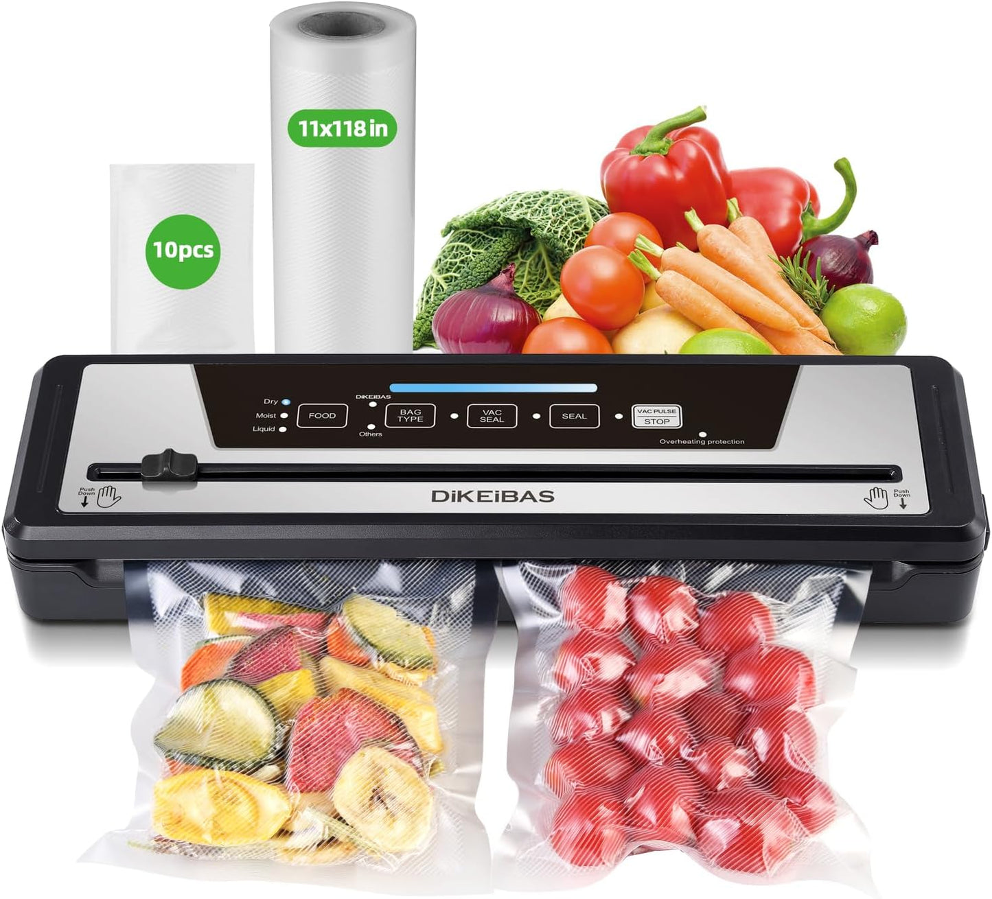 Vacuum Sealer Machine - Powerful 85kPa Suction | Compact One-Touch Automatic Food Sealer with Bags & Cutter