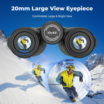 Gosky 10x42 HD Waterproof Binoculars for Adults (1 Pack) and Gosky 12x50 Monoculars (1 Pack) with Universal Phone Adapter - High Power Telescopes for Bird Watching Safari Wildlife Scenery
