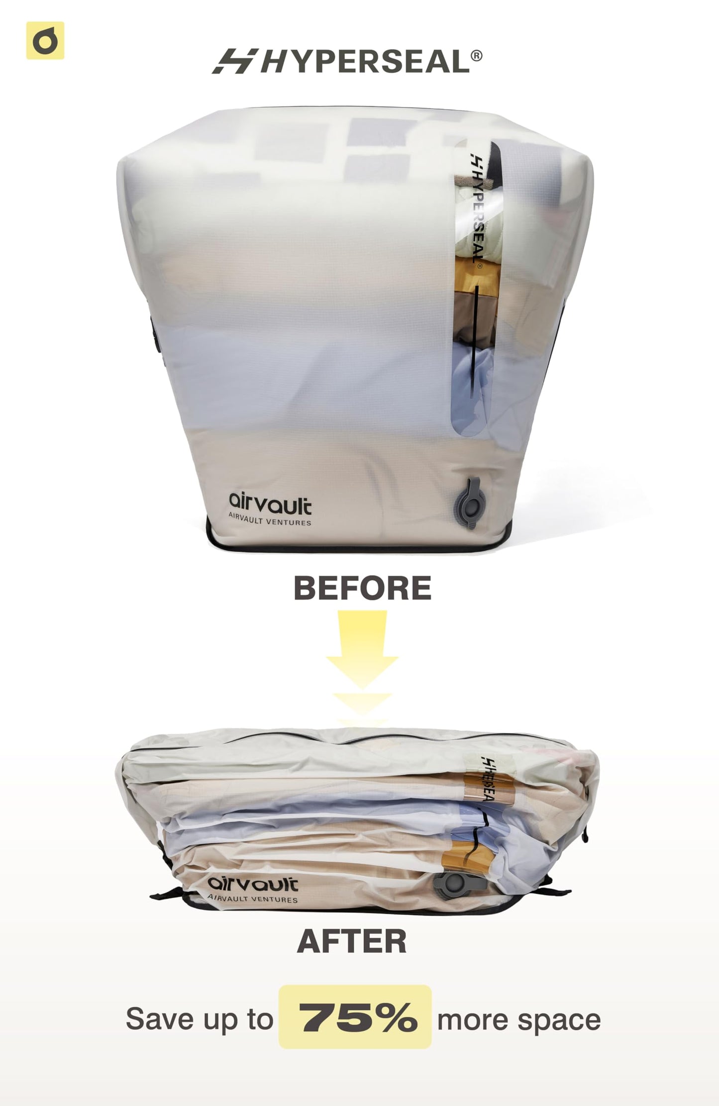 AirVault Premium Reusable Vacuum Seal Storage Bag for Carry On Suitcases & Backpack, Space Saver Airline Travel Vacpack, Pump Included (120L Tapered Duffle, 3-Pack)