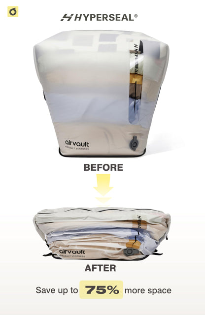 AirVault Premium Reusable Vacuum Seal Storage Bag for Carry On Suitcases & Backpack, Space Saver Airline Travel Vacpack, Pump Included (120L Tapered Duffle, 3-Pack)