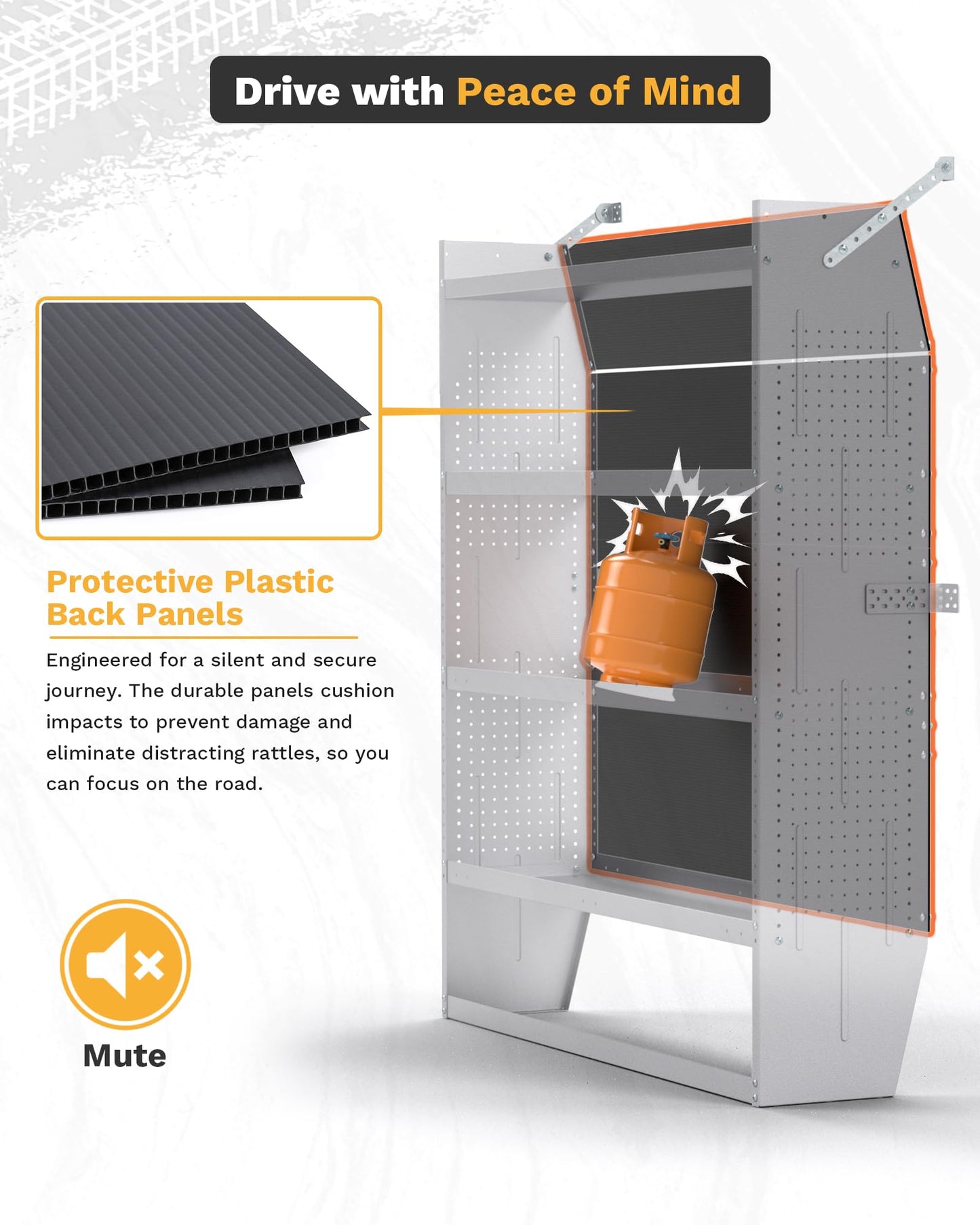 KRL Products SV-4260 Steel Mid/High Roof Van Shelving Storage System Fits Transit, NV, Promaster and Sprinter, Van Shelving Units, 42''W * 60''H * 13''D