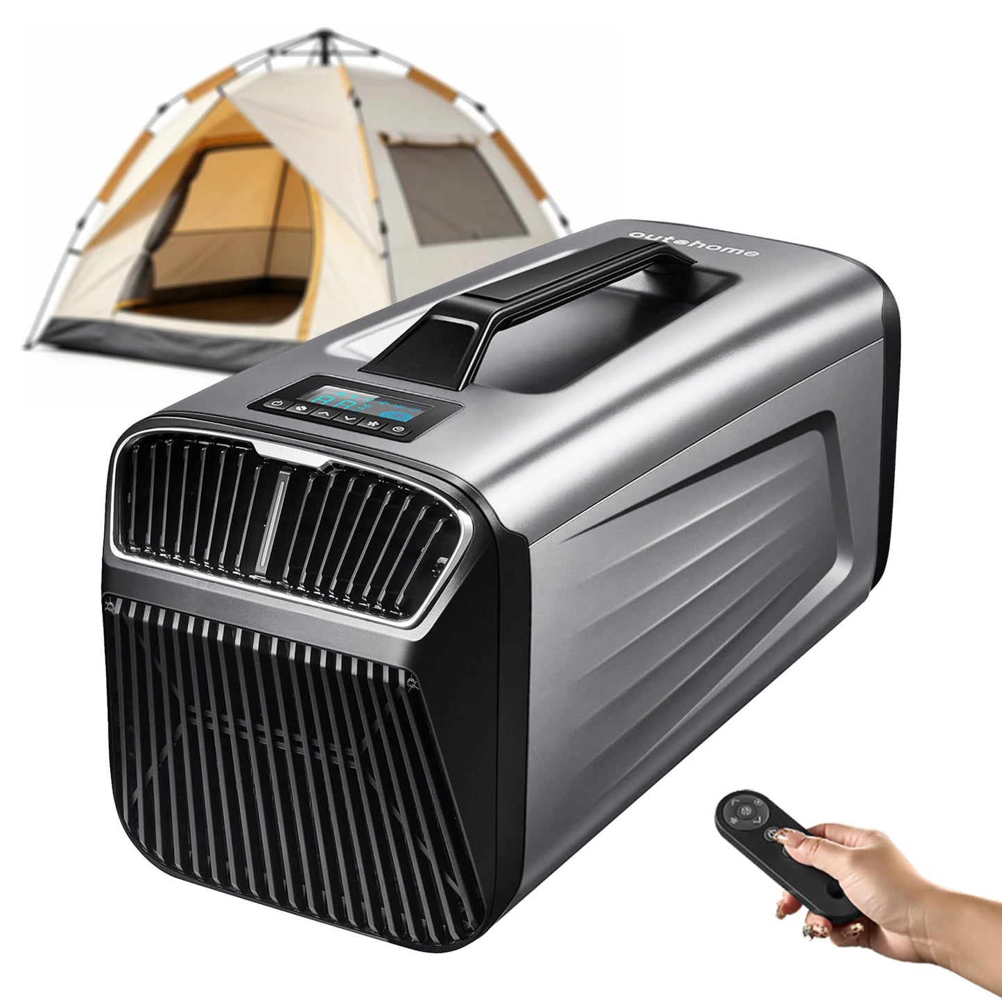 Outohome 5200 BTU Portable Tent Air Conditioner, Low Power 4-in-1 Portable AC Unit for Indoor & Outdoor Use, Fast Cooling Solution for Camping, RVs, Trucks, Vans, Cars, Small Warehouses and Pet Houses