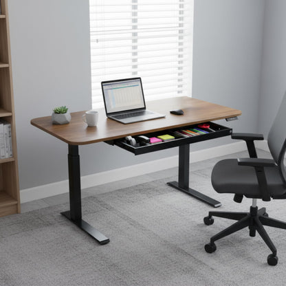 PERFECT POSTURE Max Under Desk Storage Drawer – Large Desk Drawer with Lock for Regular & Sit-Stand Standing Desks, Black (19.3" x 10")