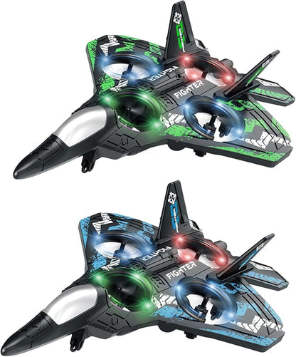 Drones for Kids Form RC Plane Remote Control Airplane Aircrafts for Boys and Girls Jet Helicopter Drones with LED Lights 360° Flip 4 Rechargeable Batteries Toys for Christmas (2 Pack)