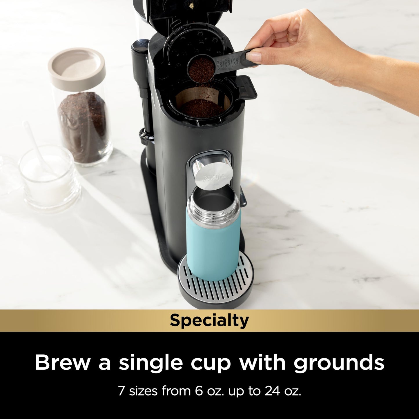 Ninja Pod & Grounds Specialty Single-Serve Coffee Maker bundled with the Blast Portable Blender, Cordless, 18oz. Vessel, Personal Blender for Shakes & Smoothies, Leakproof-Lid & Sip Spout