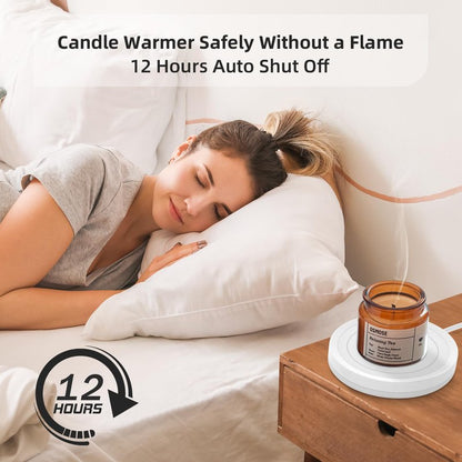 HIBSR Smart Coffee Mug Warmer and Candle Warmer Plate - Safely Releases Scents Without Flame - for Candle Jars, Mugs, Tea Cups - Desk, Home, Office Use (NO Cup)
