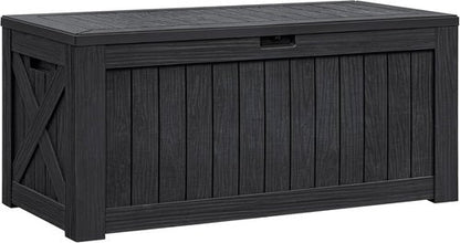 Flamaker 120 Gallon Waterproof Resin Deck Box - Large Outdoor Storage for Patio & Garden (Black)