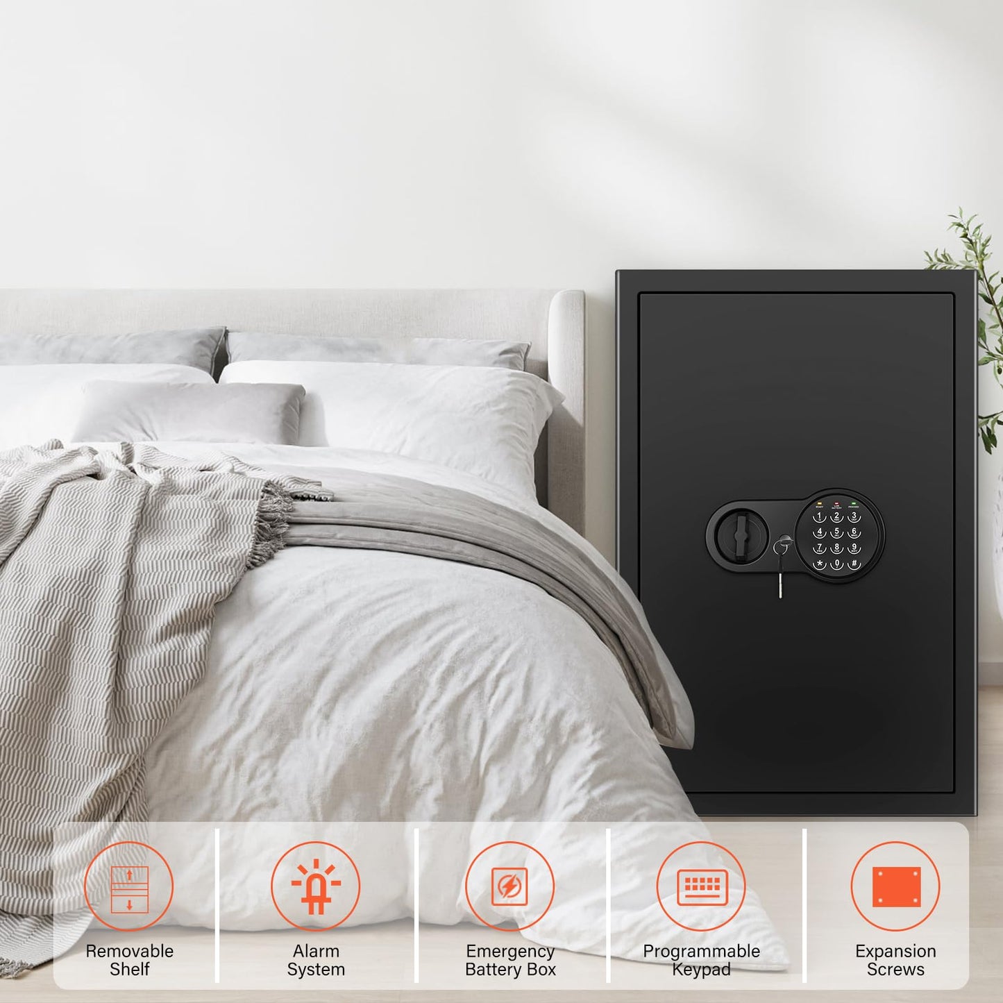 Mitlvge 23.62'' Tall Extra Large Safe Box, 5.0 Cu Ft Home Safes with Fireproof Waterproof Bag, Digital Keypad and 3 Removable Shelf, Security Box with Smart Alert for Money Medicines Jewelry Valuables
