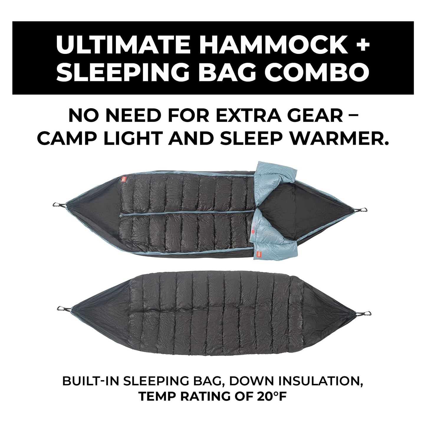 GRAND TRUNK Evolution 20 Down Hammock – Cold Weather Hammock with Integrated Sleeping Bag & Underquilt, 20°F Rated, Lightweight Camping & Backpacking Hammock