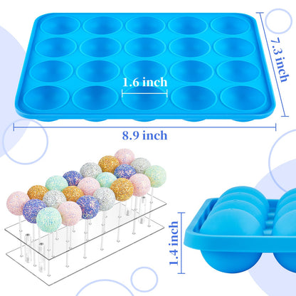 Kucoele Cake Pop Mold Set with 21 Hole Acrylic Lollipop Display Holder