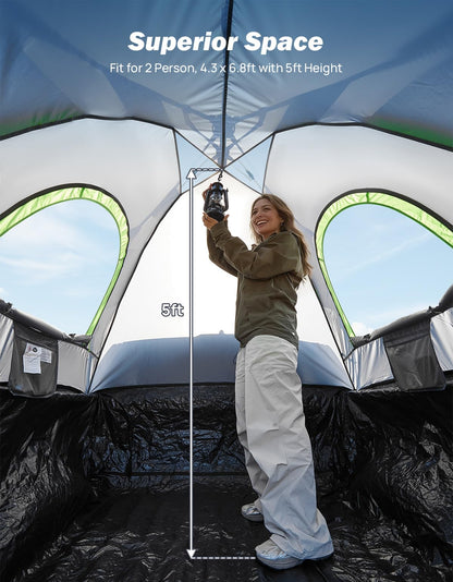 JOYTUTUS Semi-Automatic Truck Bed Tent with Awning, Easy Set-up with Pre-Assembled Design, 2 Person Portable Truck Camping Tent with Rainfly for 5.0FT-5.2FT Pickup Truck Bed, Waterproof PU2000mm
