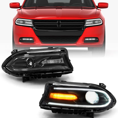 VLINCAR Halogen Model Headlights Assembly Compatible with Dodge Charger 2015-2021 Headlamp Replacement Pair Left Driver LH & Right Passenger Side RH