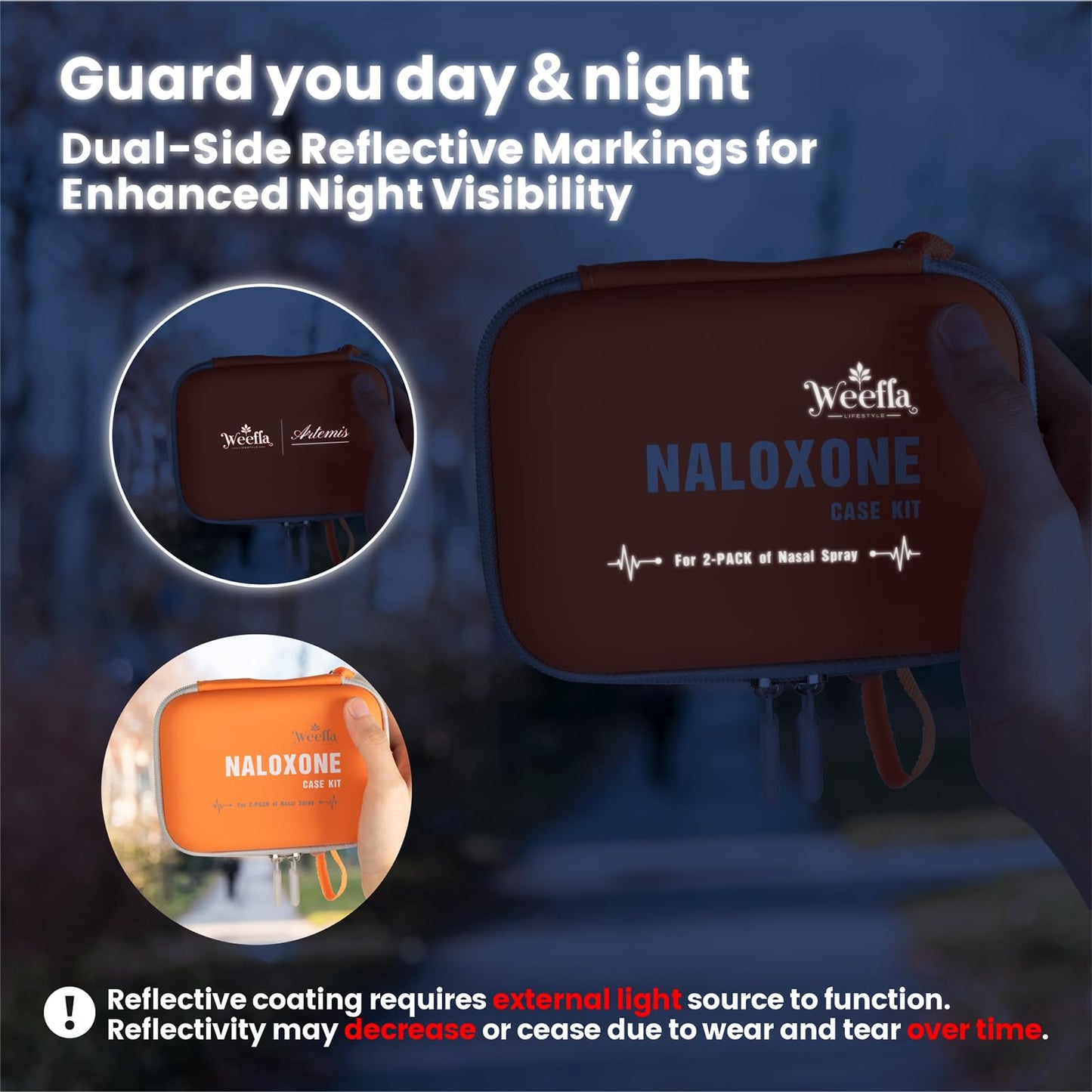 weefla Reflective Naloxone Carry Case for Nasal Sprays, 10-Pack