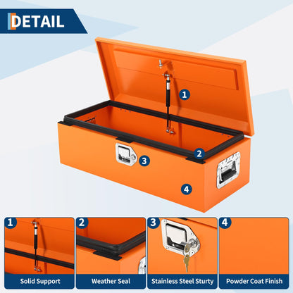 OUTLANE 20x12 Inch Truck Bed Tool Box, Heavy Duty Steel Lockable Storage Chest with Keys & Side Handle, Weatherproof Organizer Box for Pickup Trucks, RV, Trailer
