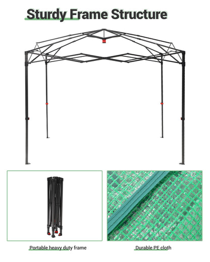 6x8 FT Pop-Up Greenhouse with Durable PE Cover, 96"x72" Large Grow Tent for All Seasons | Features Zippered Doors & Mesh Windows for Indoor/Outdoor Plants, Easy to Assemble (Green)