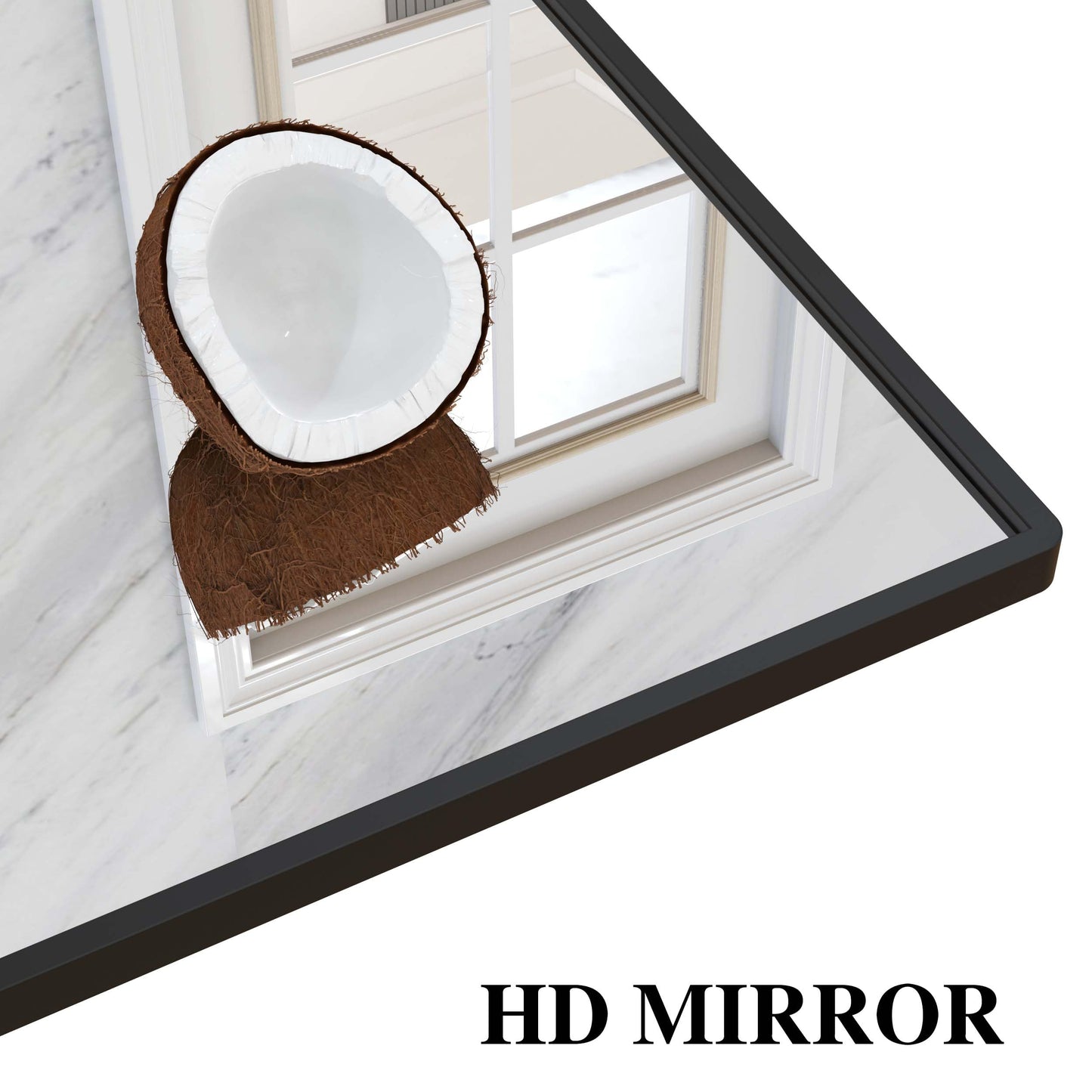 WONSTART 45" X 16" Black Wall Mirror with Shelf and Hooks, Rectangle Mirror for Wall, 3 Trays and 12 Removable Hooks,for Living Room, Hallway, Bedroom (Black-Square)