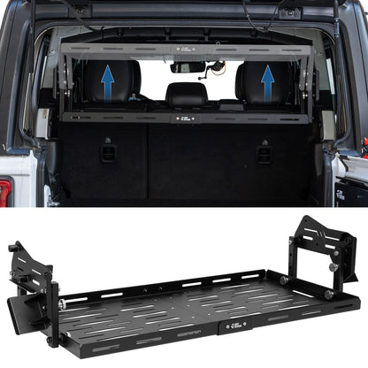 JOYTUTUS Rear Cargo Rack Basket Compatible with Wrangler JL 2018-2023 (Hard-Top Only, Not Fit 2024-2026), 350 LBS Adjustable Height Trunk Interior Luggage Basket Big Storage Carrier, Black
