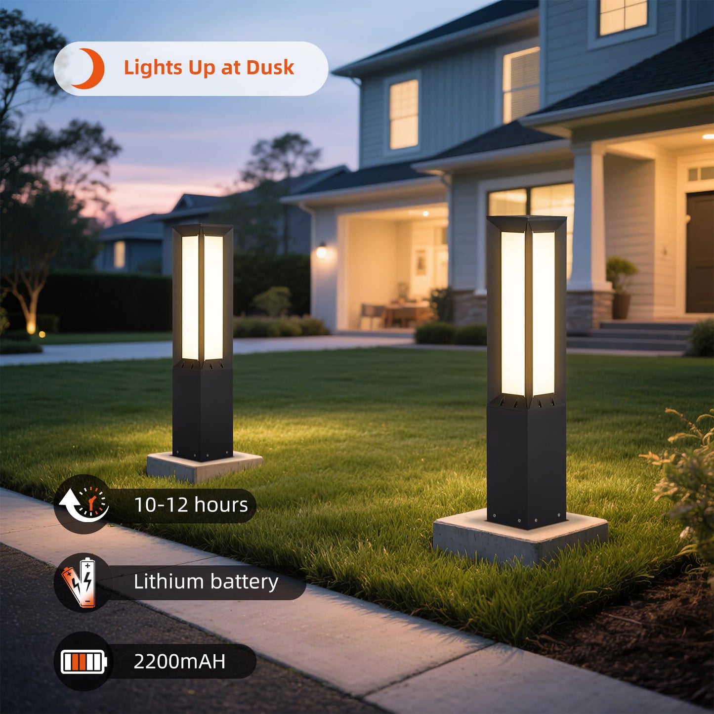 VZVI 31.5" Solar Pathway Light, 3000K LED Bollard Lights Outdoor, IP65 Waterproof Path Lights, Patio Solar Lanterns, Modern Solar Floor Lamp, Landscape Lighting for Commercial Driveway Walkway Lawn