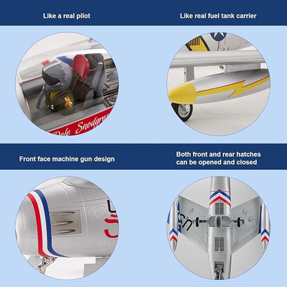 FMS Rc Planes for Adults Remote Control Airplane F-86 Skyblazer Blue RC Airplane 6CH 80mm Hobby Rc Airplanes PNP (No Radio Battery Charger)