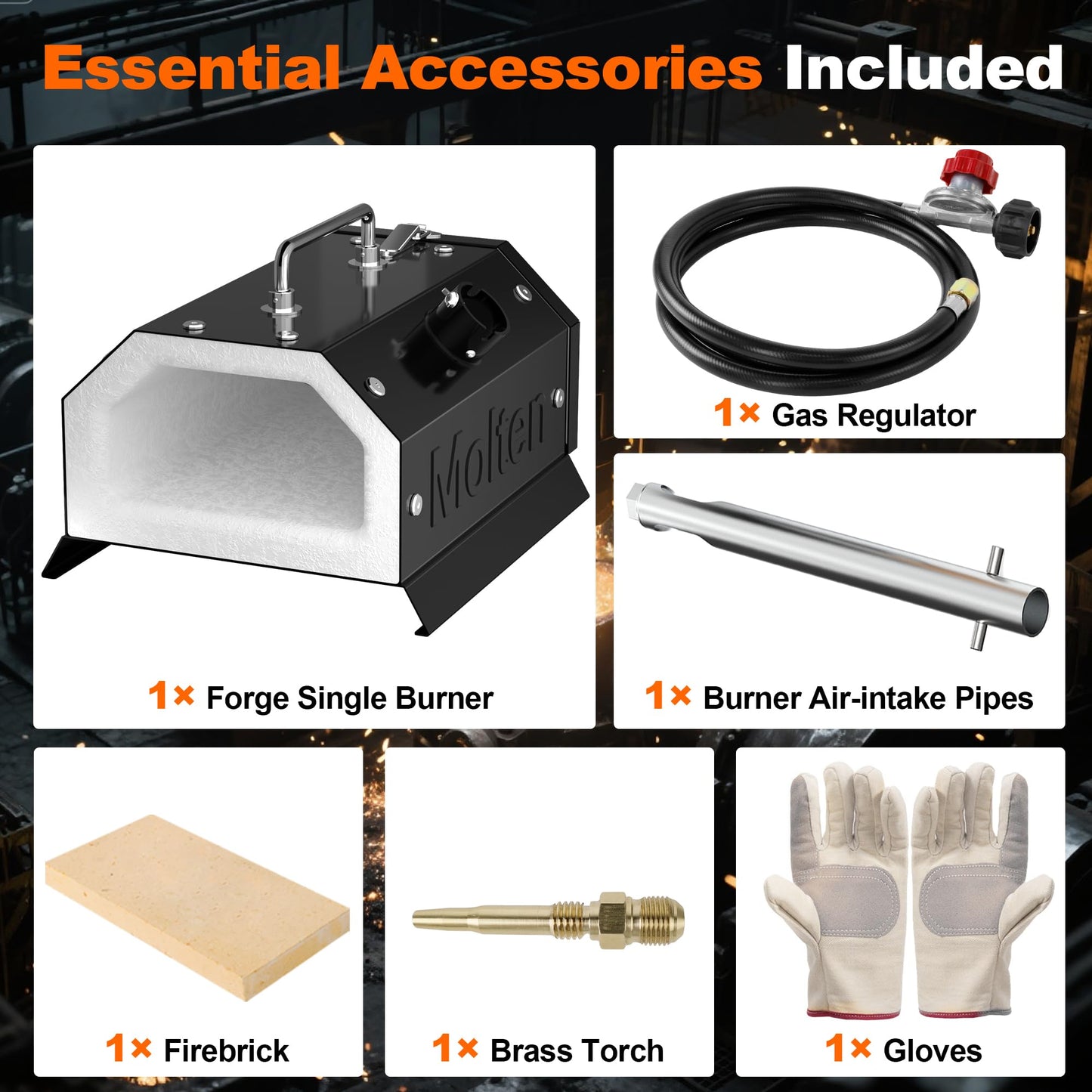 MMasters Mini 1 Burner Propane Forge 2600°F Gas Forge for Blacksmithing Tools, Knife Making Kit, and Bladesmithing – Portable Metal Set with Beginners Welding Package