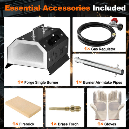 MMasters Mini 1 Burner Propane Forge 2600°F Gas Forge for Blacksmithing Tools, Knife Making Kit, and Bladesmithing – Portable Metal Set with Beginners Welding Package
