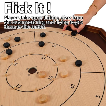 Crokinole Board Game - 27 inch Large Classic Board Game.Deluxe Tournament Crokinole Set with 24 Discs for Families and Friends