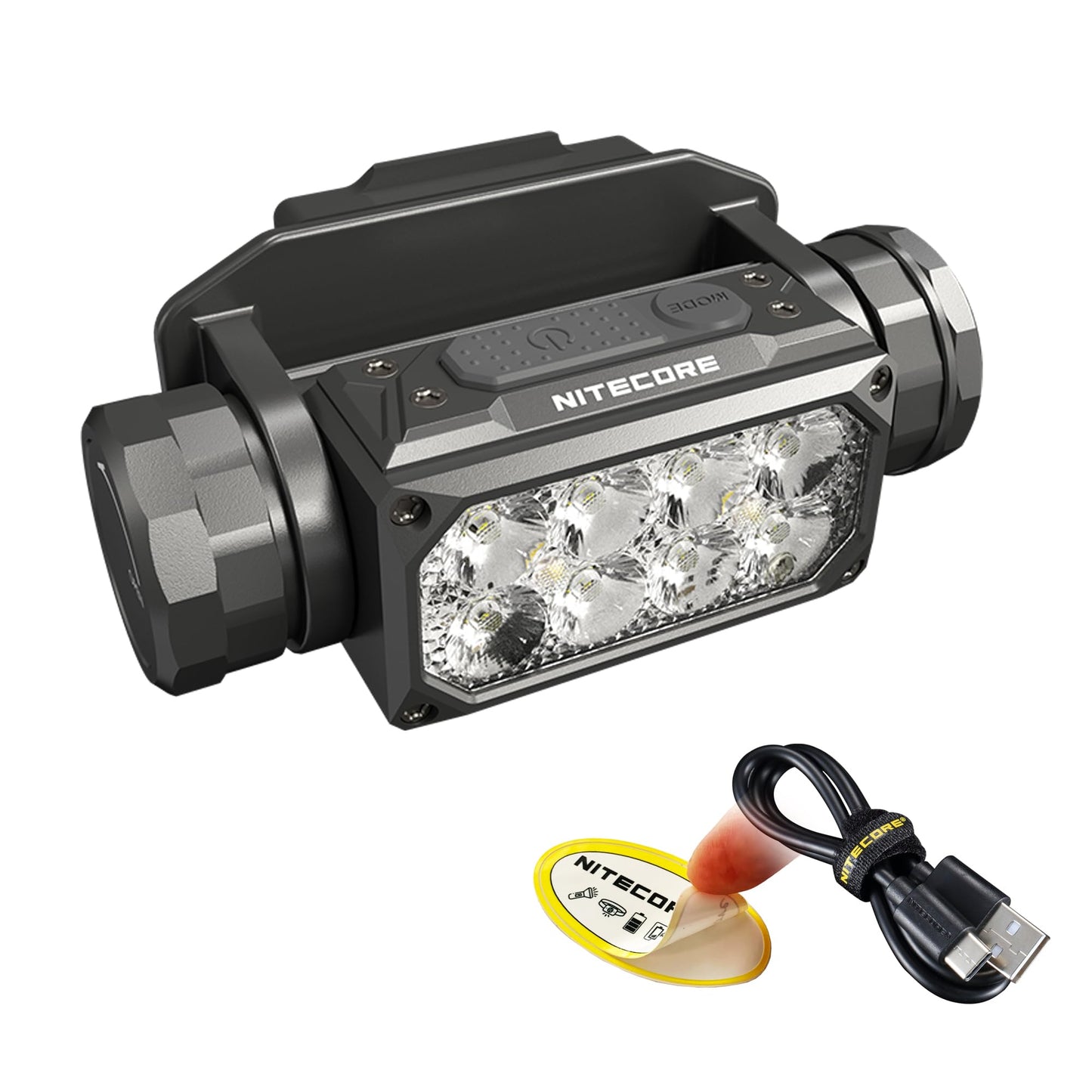 Nitecore HC65M UHE 2000 Lumen Tactical Helmet Light Headlamp, NVG Mountable USB-C Rechargeable with Red and White Lights
