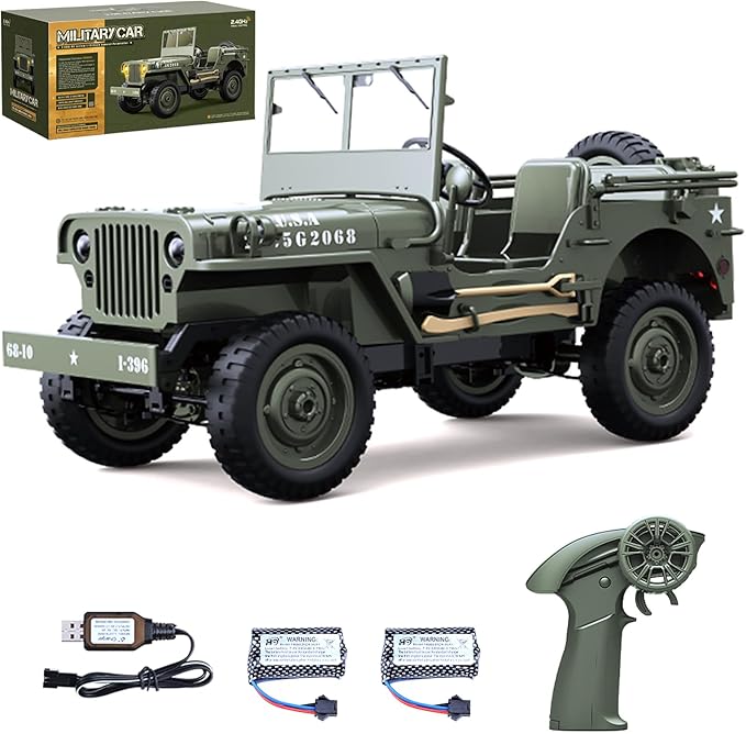 Remote Control Car 2.4Ghz 4WD Off Road RC Jeep Rock Crawler Vehicle with Linked Lights 1:10 Scales All Terrain Remote Control Trucks RTR Hobby RC Car for Teen Adults