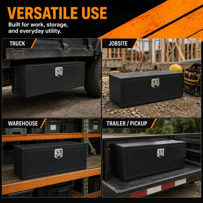 YRCHOFQU 36" Steel Underbody Toolbox – Lockable T-Handle, Powder-Coated, Weatherproof Storage for Workshop, Garage, Utility Rooms